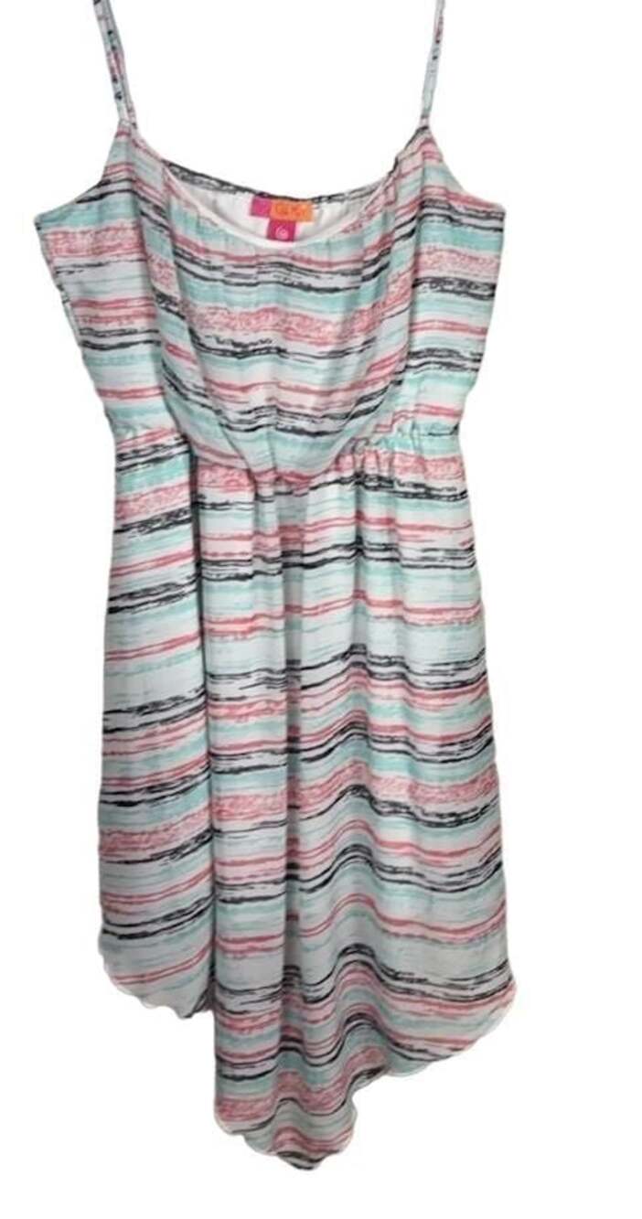 Catch My I Women's XL Striped High-Low Spaghetti Strap Dress